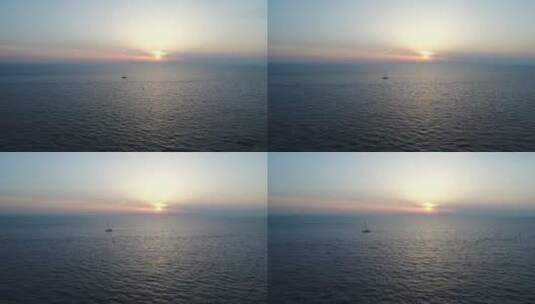 日落时分的海面航拍高清在线视频素材下载