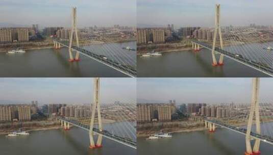 安庆长江大桥航拍高清在线视频素材下载