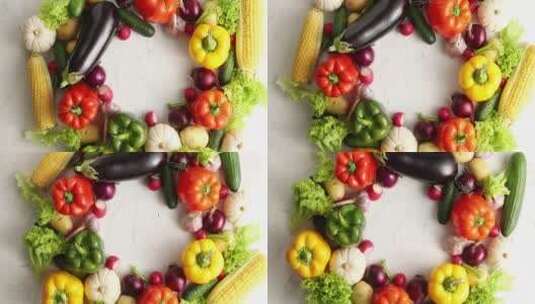 五颜六色的新鲜蔬菜高清在线视频素材下载