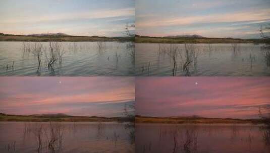 湖面上的日落高清在线视频素材下载