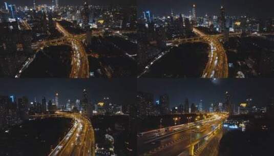 上海浦西南北高架航拍高清在线视频素材下载