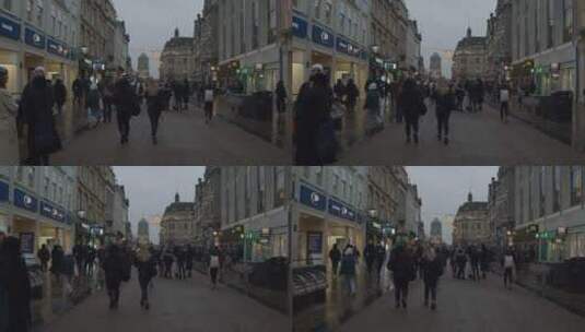 牛津购物街行走的人们高清在线视频素材下载