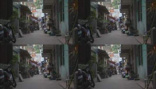 俯瞰越南城市中的一条小巷高清在线视频素材下载