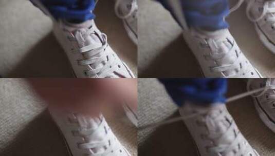 系鞋带的特写镜头高清在线视频素材下载
