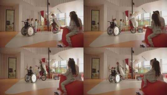 小丑在医院骑独轮车高清在线视频素材下载