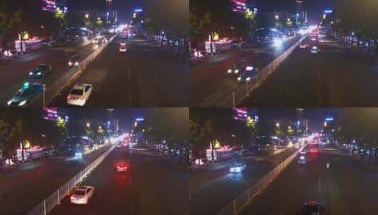 城市 大道 夜晚 车辆 行驶 灯光高清在线视频素材下载