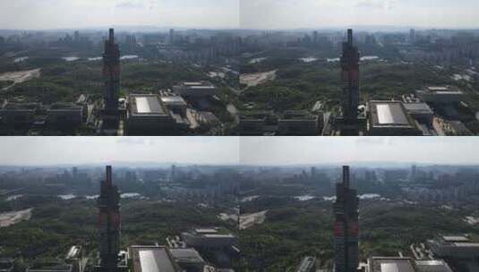 贵阳国际会展中心201大厦航拍高清在线视频素材下载