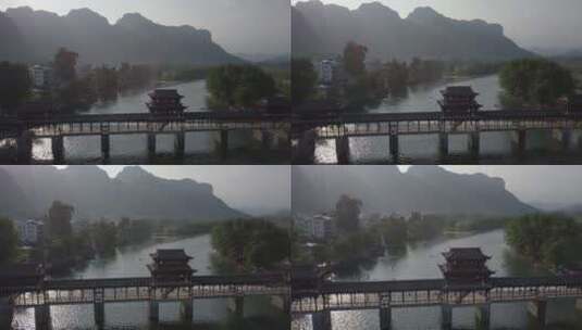 贵州梵净山廊桥水塘高清在线视频素材下载