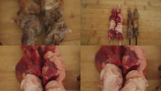 【镜头合集】羊肉串烤肉串烤串烧烤高清在线视频素材下载