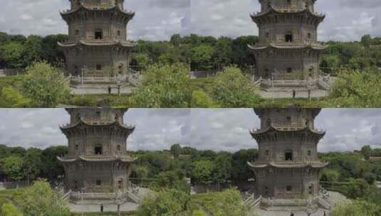 泉州开元寺东西塔西街钟楼航拍泉州市区大景高清在线视频素材下载