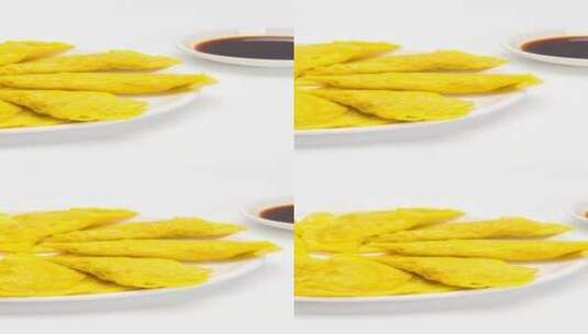 蛋饺美食4k竖版实拍滑轨平移高清在线视频素材下载