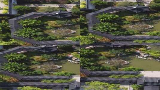 航拍苏州古典园林庭院高清在线视频素材下载