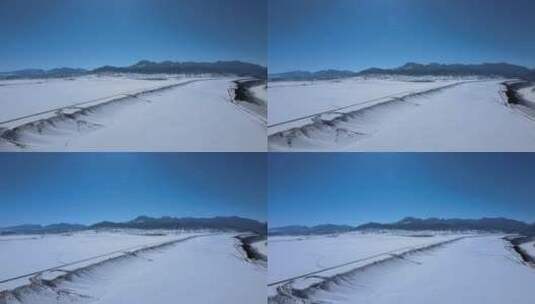 新疆北疆冬天雪路风景4K高清在线视频素材下载