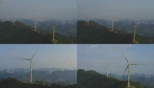 航拍四川攀枝花彩绘风力发电机高清在线视频素材下载