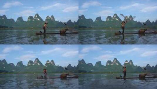 桂林山水渔翁高清在线视频素材下载