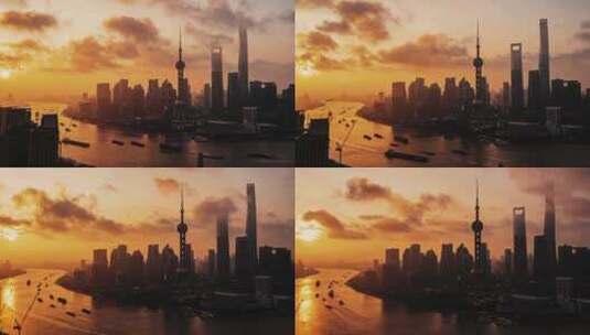 上海日出延时航拍高清在线视频素材下载