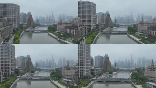 上海苏州河航拍高清在线视频素材下载
