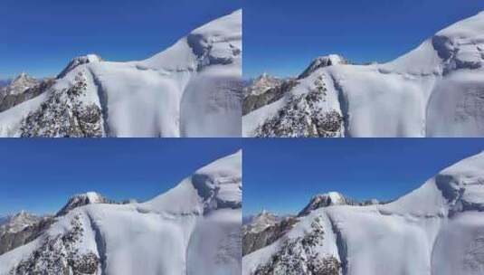 航拍川西横断山脉勒多曼因雪山山脊冰川风光高清在线视频素材下载