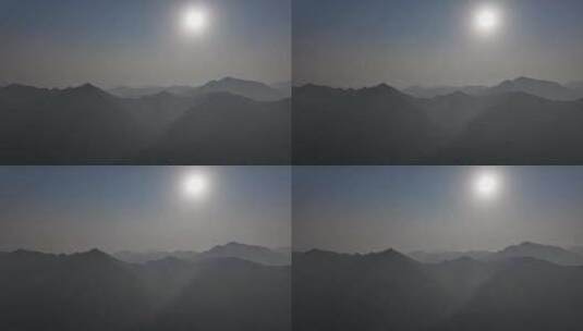 航拍晨雾笼罩着的西湖山脉高清在线视频素材下载