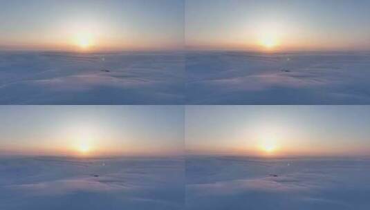 寒冬雪原田野夕阳自然风景高清在线视频素材下载