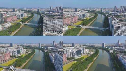 4K航拍深圳茅洲河高清在线视频素材下载