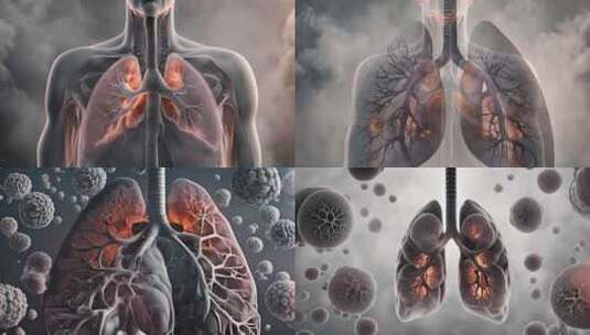 肺部医学感染肺炎病毒入侵肺部高清在线视频素材下载