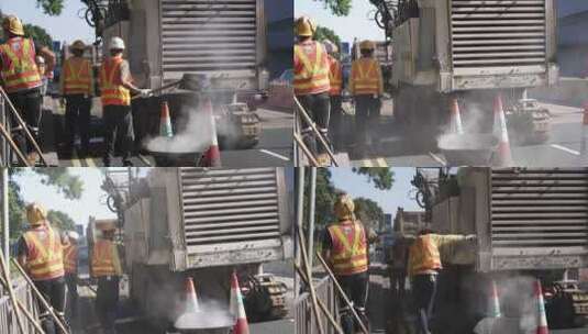 香港坚尼地城修马路工人高清在线视频素材下载