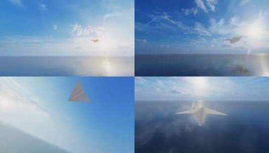 纸飞机飞过海面高清在线视频素材下载