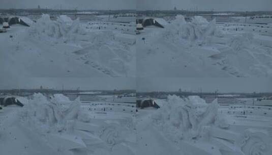 4K航拍第25届哈尔滨冰雪大世界高清在线视频素材下载