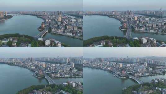 惠州合江楼航拍东江古城区旅游景点建筑风光高清在线视频素材下载