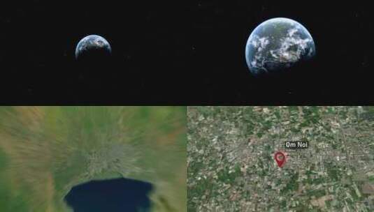 Om Noi城市地图从太空到地球的缩放（高清在线视频素材下载