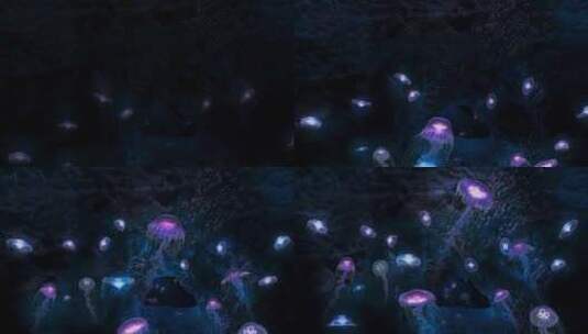 深邃的海底发光的水母高清在线视频素材下载