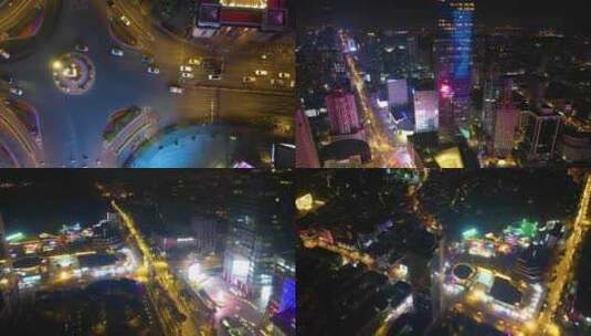南京市玄武区车流夜景航拍延时素材高清在线视频素材下载
