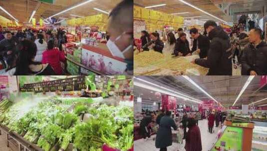 大超市春节购年货人多高清在线视频素材下载