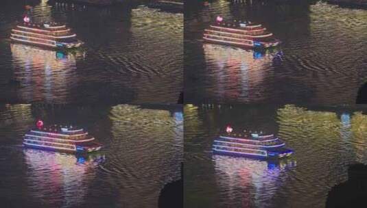 重庆游船夜景高清在线视频素材下载