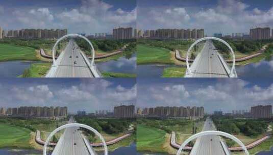 城市建设 蒲河廊道大桥高清在线视频素材下载