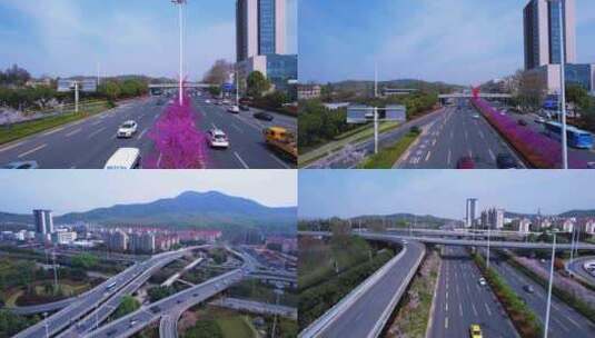 南京经五立交桥花海公路高清在线视频素材下载