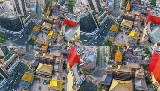 4K上海静安寺航拍片段4高清在线视频素材下载