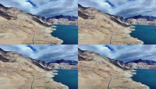 新疆塔县班迪尔湖下板地水库航拍高清在线视频素材下载