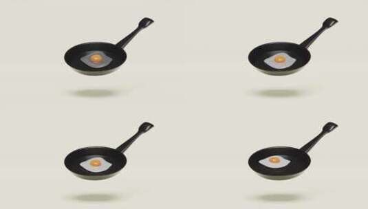 煎锅上煎蛋的3d动画高清在线视频素材下载