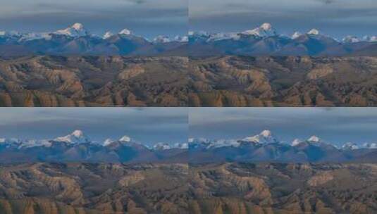 西藏阿里地区古格王朝文化遗迹日落高空航拍高清在线视频素材下载