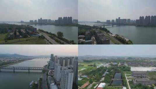航拍湖北襄阳城市风光高清在线视频素材下载
