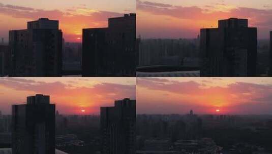 天津奥林匹克中心城市晚霞航拍高清在线视频素材下载