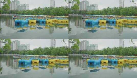 公园游船翠湖划船阴天儿童游玩3699高清在线视频素材下载