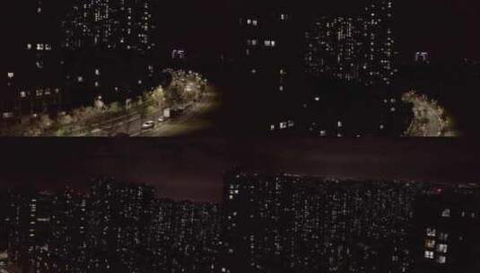 「有版权」航拍高端小区夜景4K高清在线视频素材下载