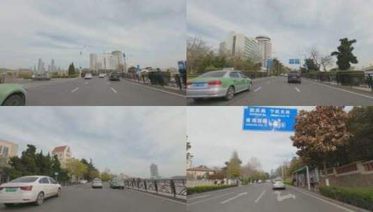 青岛市太平角一路白天车头行车空镜高清在线视频素材下载