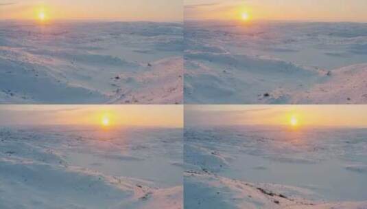 夕阳下的冰川冰山雪景高清在线视频素材下载