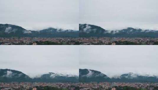 乡村山峰云雾缭绕雨后农村远山云雾变化风景高清在线视频素材下载