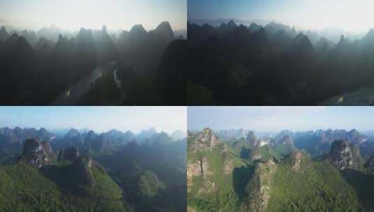 桂林市漓江风景区4k航拍桂林下龙风光高清在线视频素材下载