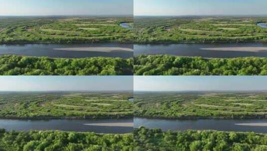 内蒙古海拉尔河湿地自然风光高清在线视频素材下载